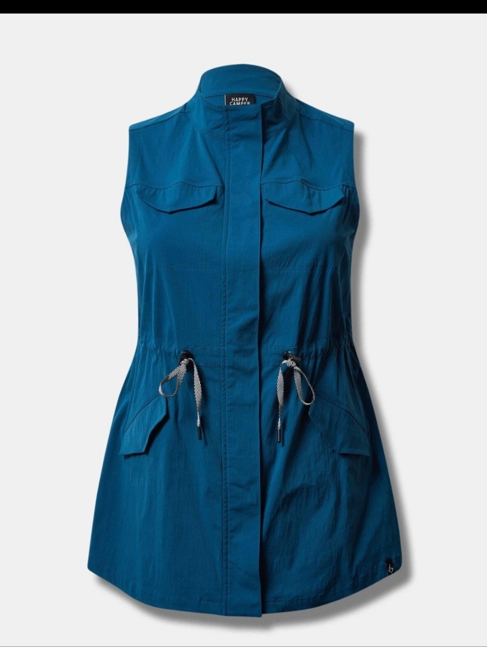 torrid Happy Camper Bright Teal Vest Bungee Cord Waist Torrid Sz 2 2X - Picture 5 of 10